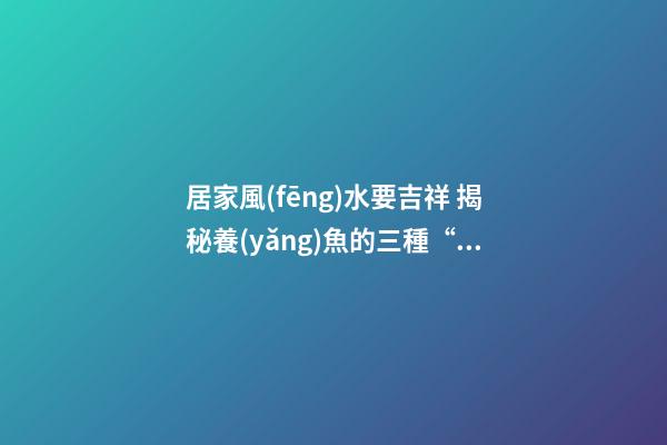 居家風(fēng)水要吉祥 揭秘養(yǎng)魚的三種“催財大法”